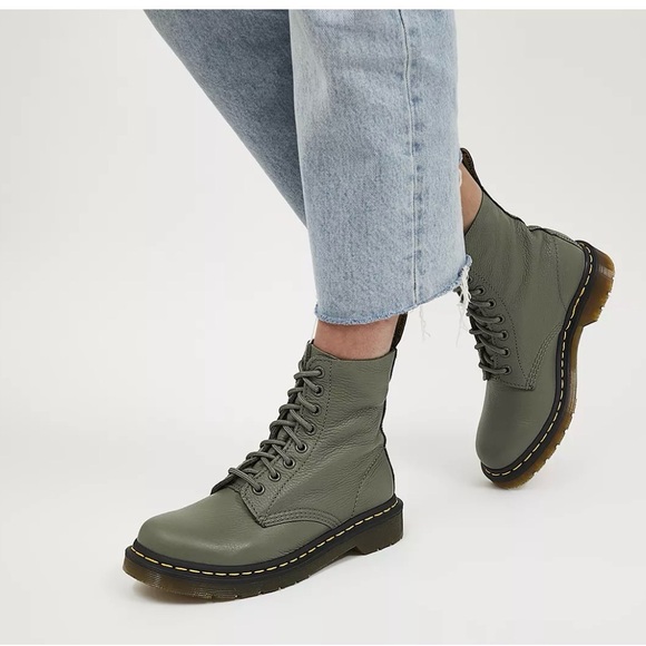 Dr. Martens Shoes - Dr. Martens 1460 Pascal Lace-Up Khaki Green Boots
